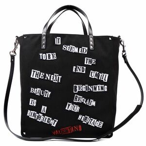 Authentic Valentino Garavani Black Canvas Tote Bag With Star Accents Jamie Reid